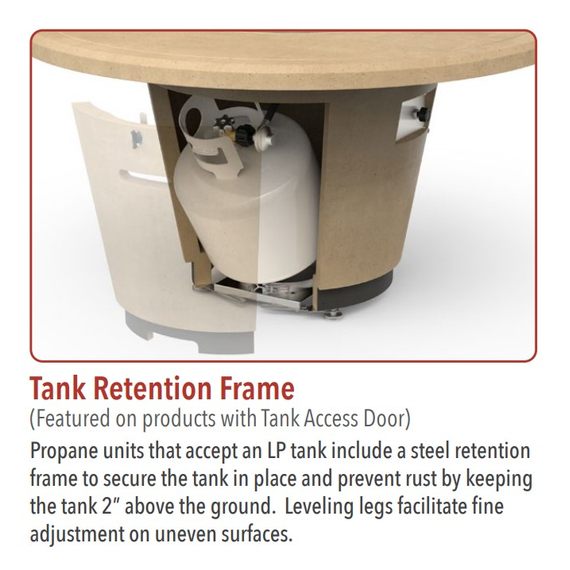 American Fyre Designs 54” Cosmopolitan Rectangle Fire Table Chat Height FyreStarter Bluetooth | 635-11-H4C Tank Retention Frame