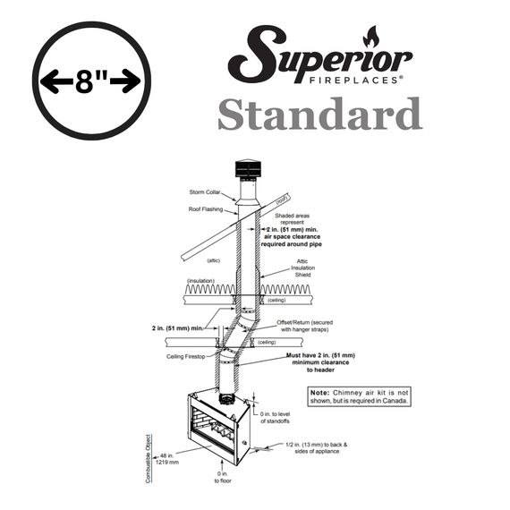 Superior 8" Standard Wood-Burning Chimney Pipe Kit
