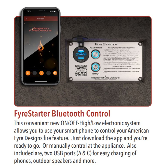 American Fyre Designs 60” Cosmopolitan Square Fire Table Dining Height FyreStarter Bluetooth | 642-11-H6C Description