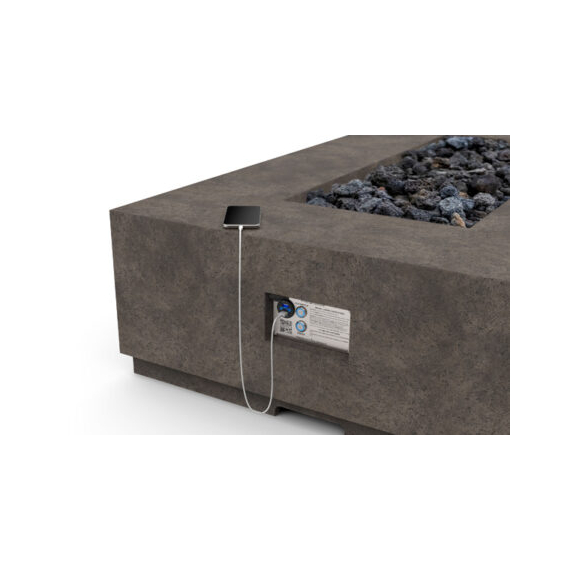 American Fyre Designs 60” Cosmopolitan Square Fire Table Dining Height FyreStarter Bluetooth | 642-11-H6C USB Plugged