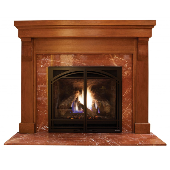 Hanover Fireplace Mantel Surround Shown here in Cherry with Fruitwood finish and Giallo Veneziano Granite