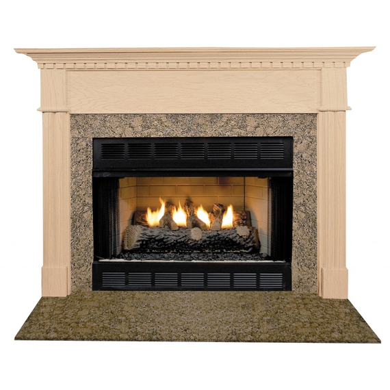 Monticello Fireplace Mantel Surround Shown here in Maple with Clearcoat finish and Giallo Veneziano Granite