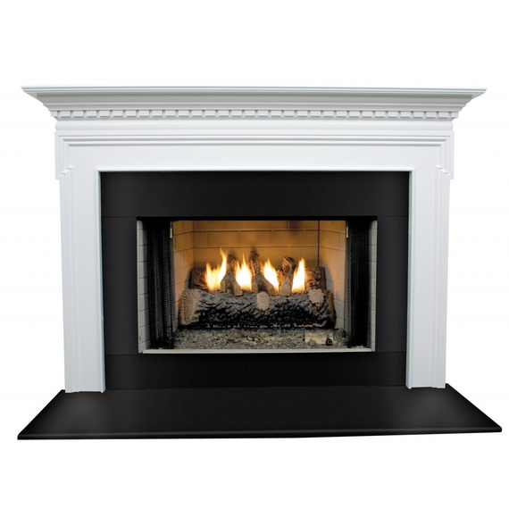 Mount Vernon Fireplace Mantel Surround Shown here in Painted White and Magma Black Granite