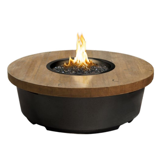 American Fyre Designs 47" Reclaimed Wood Contempo Round Fire Table Chat Height Manual Flame Sensing | 782-BA-M2C