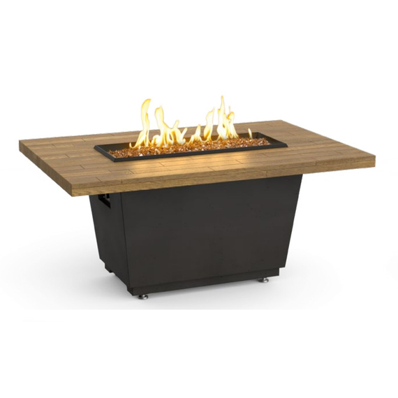American Fyre Designs 54" Reclaimed Wood Cosmopolitan Rectangle Fire Table Chat Height Manual Flame Sensing | 635-BA-M4C