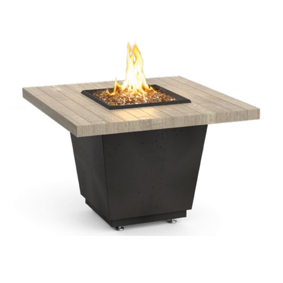 American Fyre Designs 36" Reclaimed Wood Cosmopolitan Square Fire Table Chat Height FyreStarter Bluetooth | 640-BA-H2C