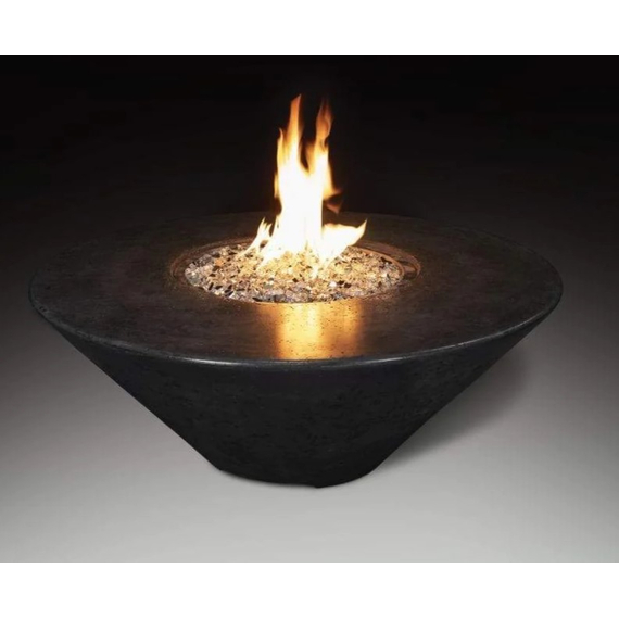 Grand Canyon Olympus Round GFRC Fire Pit Table in Black