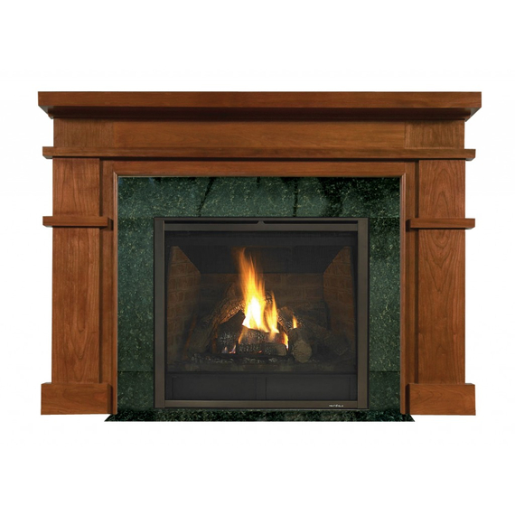 Wilmington Fireplace Mantel Surround Shown here in Cherry with Fruitwood finish with Green Marble
