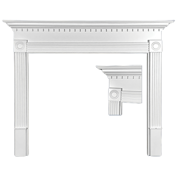 Windsor Fireplace Mantel Surround Shown here in Cherry with Cordovan finish and Green Marble