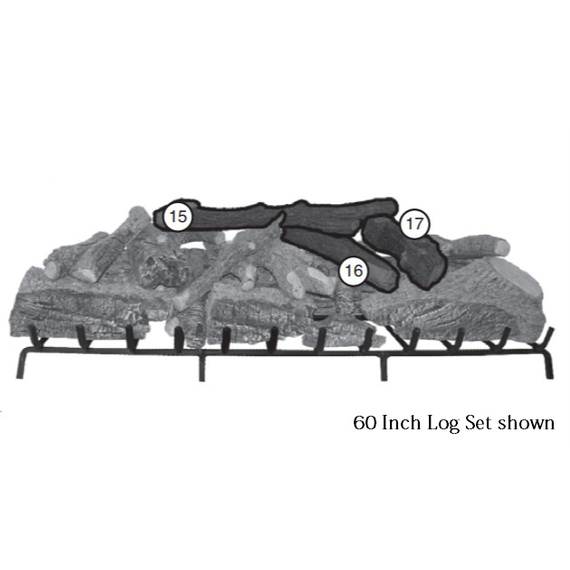 60 Inch Charred Majestic Oak Log Set