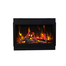 88 Inch Panorama BI XT Deep Smart Electric Fireplace with Rustic Log Set in yellow flames