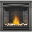 36 Inch Napoleon Ascent Series-B36NTRE-1-Direct Vent Gas Fireplace with Mineral Rock Kit and Westminster Standard Panel and Wrought Iron Decorative Surround