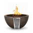 Luna Round GFRC Concrete Fire and Water Bowl in Chocolate