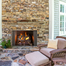 Outdoor Lifestyle Cottagewood 36" Outdoor Wood-Burning Fireplace with Gray Traditional Refractory Shown With Traditional Brick Interior and Outdoor Grand Oak Gas Logs