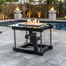 Newton Chain Support Powder Coated Metal Fire Table in poolside lifestyle