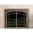 Ovation Arch Conversion Masonry Fireplace Door: Antique Copper main frame with Brushed Nickel door frame with window pane design