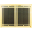 Ovation Fireplace Door shown in Satin Brass with deco design