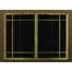 Ovation Masonry Fireplace Door: Textured Mocha main frame with Polished Brass door frame with window pane design