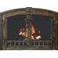 Denali Arched masonry fireplace door shown in Burnished Copper premium finish