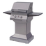 Solaire 21 Inch Grill, Angular Pedestal, Front View, Hood Down, Shelves Up