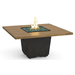 American Fyre Designs 60” Reclaimed Wood Cosmopolitan Square Fire Table Dining Height Manual Flame Sensing | 642-BA-M6C