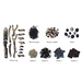 RUSTIC - Deluxe 14 pce log set, black fire glass, 90 pce pebbles, rocks, embers {DESIGN-MEDIA-14PCE}