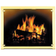 Appalachian All Glass Fireplace Door shown with cabinet style doors in polished brass
