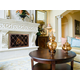 Banded Scroll Fireplace Door In Room Setting