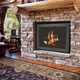 Laramie Fireplace Door in Charcoal Finish with Square Handles on Clearview Cabinet Doors with Clear Tempered Glass