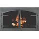 Forged Steel Laramie Arch Conversion Zero Clearance Fireplace Door With Strap Hinges in clear natural