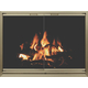 4 sided overlap fit Untress masonry fireplace door with draft shown in Anodized Brushed Brass