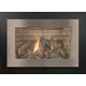 Saratoga masonry door shown in Matte Black main frame & Pewter door frame.Saratoga Masonry Fireplace Door in Matte Black powder coat main frame & Antique Steel premium finish door frame