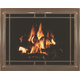 Oriana Fireplace Door With Window Pane And Brushed Copper Trim On Main Frame And Door