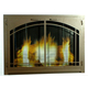 Arched Window Pane Design On Carolina Fireplace Door In A Vintage Brass Finish