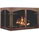 Forged Steel Laramie Arch Conversion Corner Masonry Fireplace Door With Strap Hinges - Weathered Brown Finish