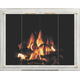 Traditional Brushed White Masonry Fireplace Door With Satin Brass Handles & Hinges