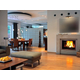 Slim Moderne Masonry Fireplace Door in Autumn Glow
