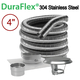 4'' Diameter DuraFlex 304 Stainless Steel Chimney Liner With Appliance Connector