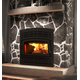 Valcourt LaFayette II Wood Fireplace with Black Door Overlay and Mission Style Faceplate Louver