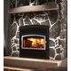 Valcourt LaFayette II Wood Fireplace with Brushed Nickel Door Overlay and Urban Style Faceplate Louver