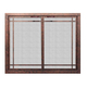 Prefab Gate Mesh Fireplace Door With Window Pane Design - No Glass Shown in Rust Patina and Window Pane Design