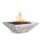 Maya Square Wood Grain Concrete Fire Bowl Ivory Color Finish