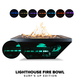 Lighthouse Powder Coated Aluminum LED Fire Bowl in Surf's Up Edition
