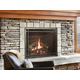 Rushmore Direct Vent Fireplace Shown With Fire Crack Brick Liner & Forged Iron Front With Rectangle Inset