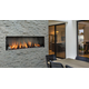 Barbara Jean Collection 72" See-Through Linear Outdoor Fireplace OFP7972S2 in Lanai with Table and Chairs