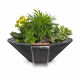Cazo GFRC Wood Grain Concrete Round Planter & Water Bowl in Ebony