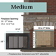 Medium size range for the Ardmore fireplace door is perfect for fireplace openings that are 30 to 27 inches wide and 22.5 to 29.5 inches tall