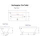 60 Inch Olympus Rectangular Fire Table Specification