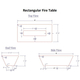 72 Inch Olympus Rectangular Fire Table Specification