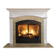 Arched Monticello Fireplace Mantel Surround Shown here in Painted White with Santa Cecilia Granite